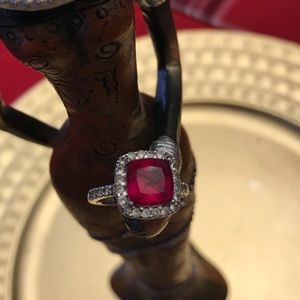 Zales Silver Ring with Ruby